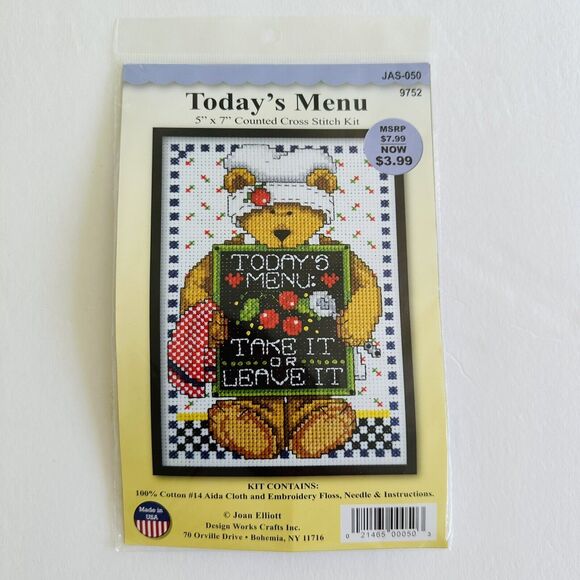 Set Of 2 Vintage Counted Cross Stitch Kits 5x7 Design Works Crafts Hope & Menu - Picture 4 of 5